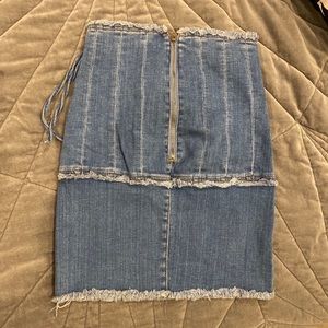 bardot corset denim skirt